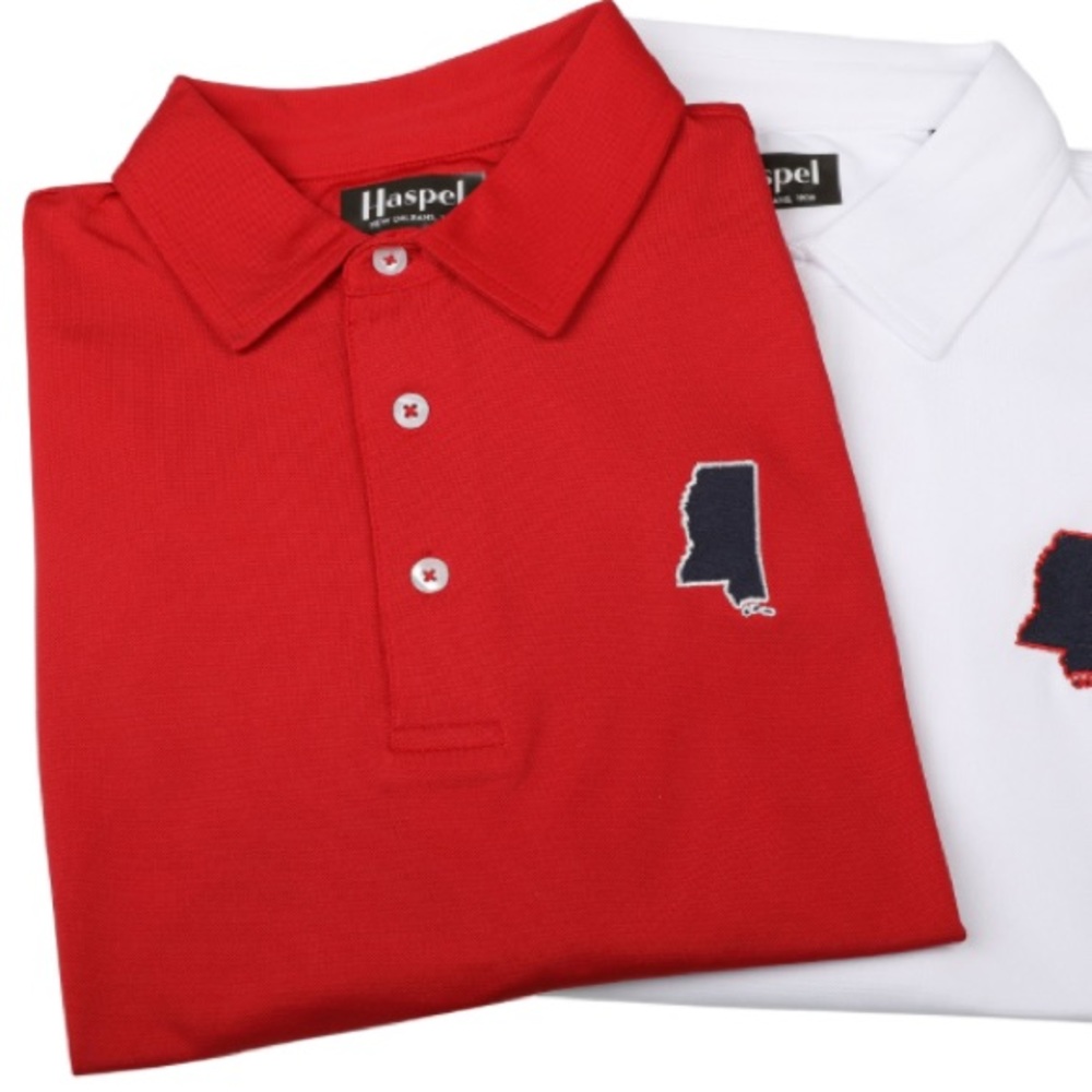3/$10 Haspel New Orleans Game Day in Mississippi Red Performance Polo Sz XL NWT